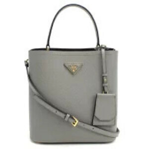 Prada Handbag Panier Leather Gray